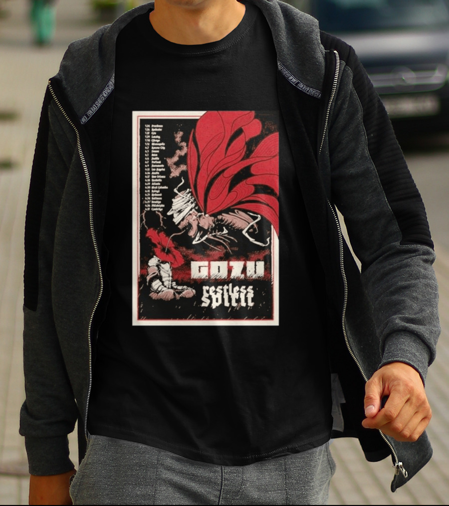 Gozu Restless Spirit Tour 26 With Locations And Dates T-Shirt
