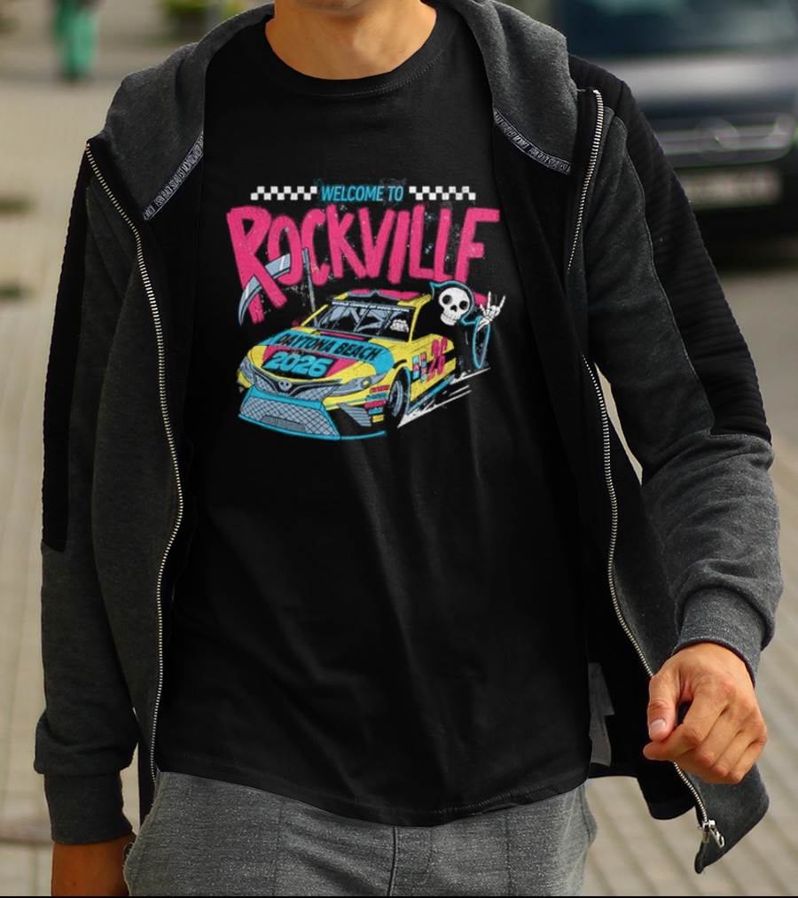 Welcome To Rockville 2026 Daytona Beach Florida Racing Car Devil Horn T-Shirt
