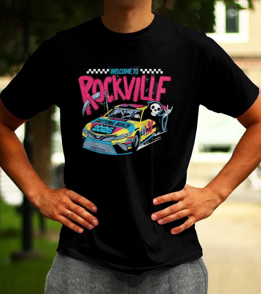 Welcome To Rockville 2026 Daytona Beach Florida Racing Car Devil Horn T-Shirt
