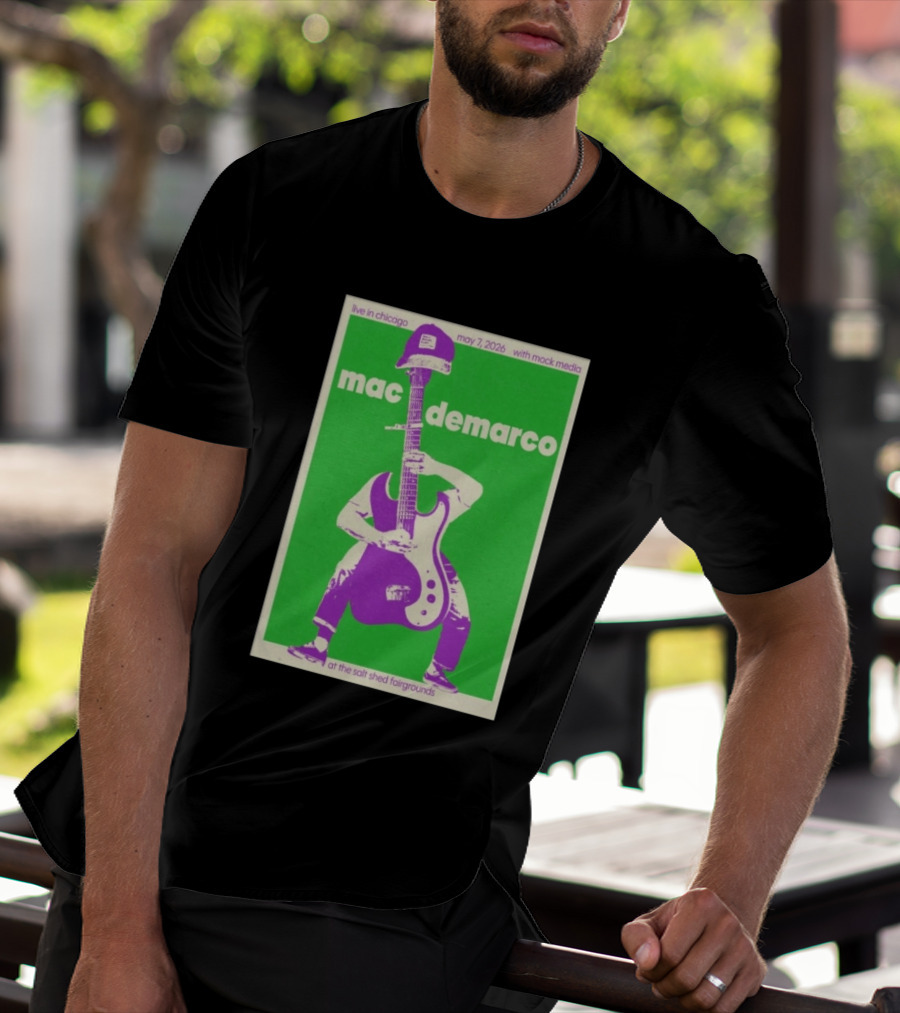 Mac Demarco Live In Chicago May 7 2026 At The Salt Shed Fairgrounds With Mock Media T-Shirt