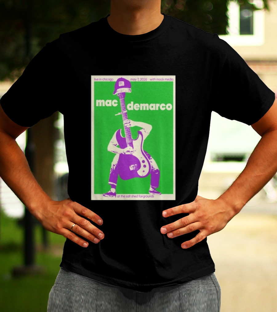 Mac Demarco Live In Chicago May 7 2026 At The Salt Shed Fairgrounds With Mock Media T-Shirt