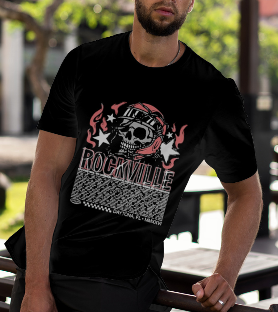 Welcome To Rockville 2026 Daytona Beach Florida Barbed Helmet Skull Lineup T-Shirt