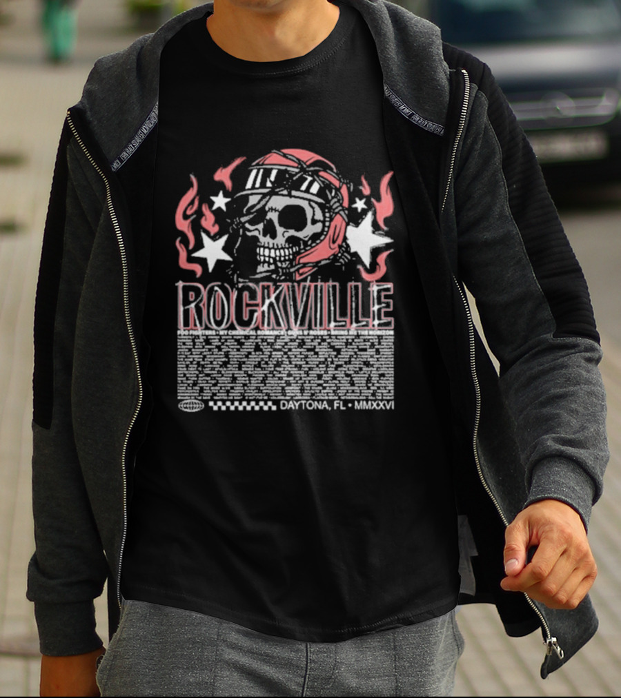 Welcome To Rockville 2026 Daytona Beach Florida Barbed Helmet Skull Lineup T-Shirt