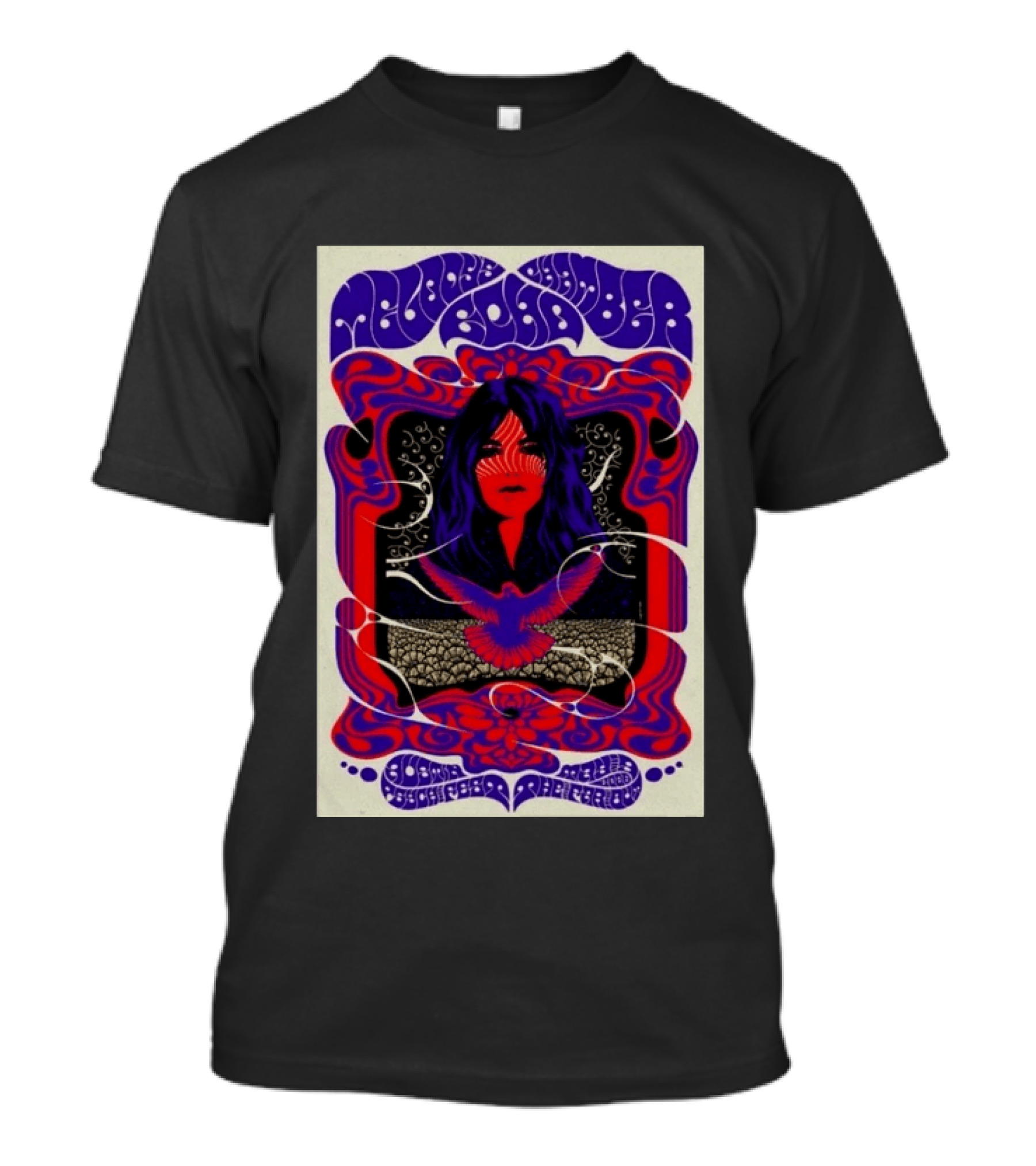 Melody's Echo Chamber Austin Psych Fest 2026 May 9 Austin TX Psychedelic Art Red Purple Woman Bird T-Shirt