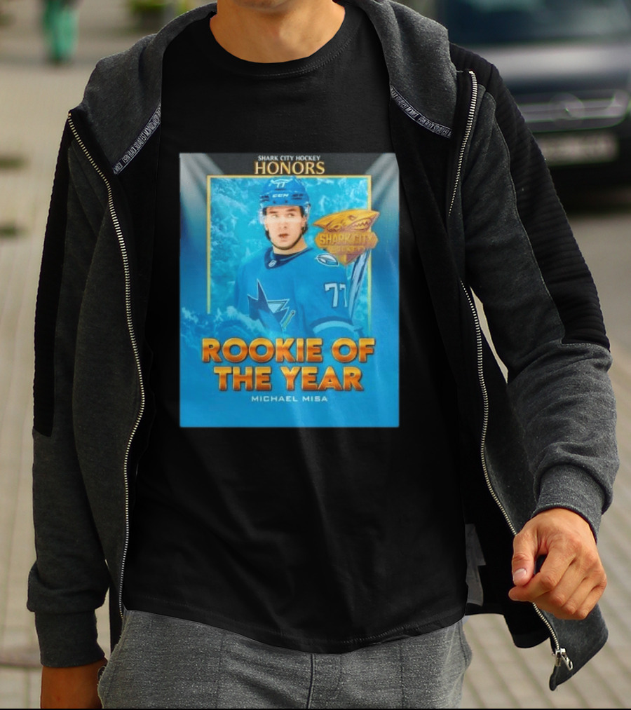 Shark City Hockey Honors Rookie Of The Year Michael Misa San Jose Sharks T-Shirt