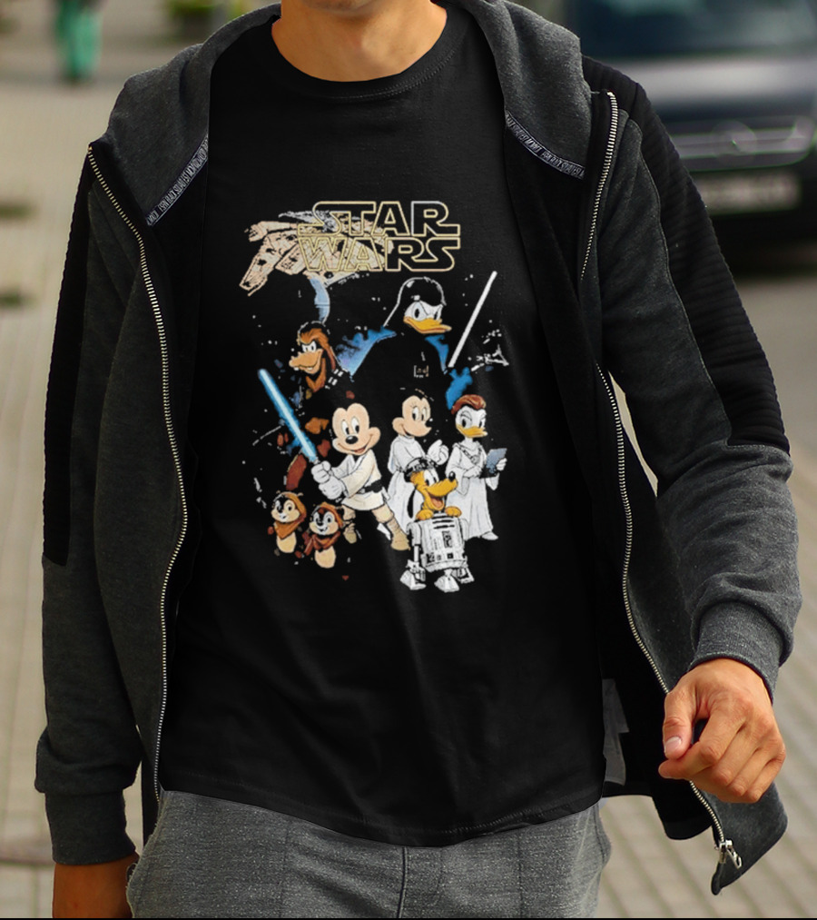 Star Wars Disney Mickey And Friends Sci Fi Cartoon Characters T-Shirt