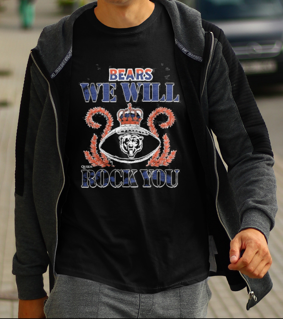 BEARS We Will Rock You Crown Football Laurel T-Shirt