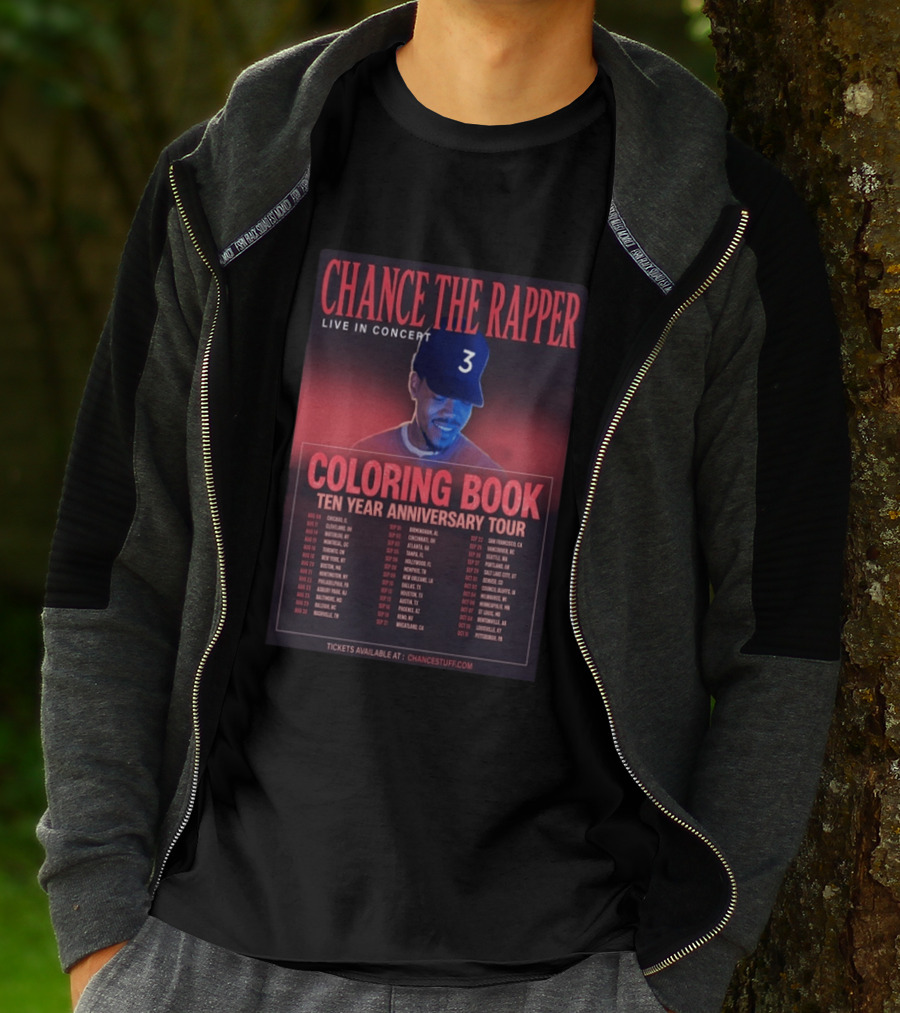 Chance The Rapper Live In Concert Coloring Book Ten Year Anniversary Tour 2026 T-Shirt