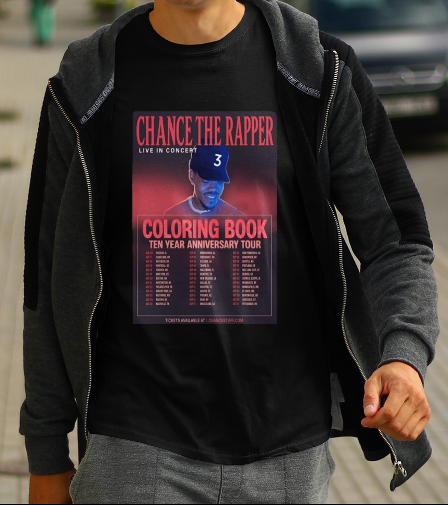 Chance The Rapper Live In Concert Coloring Book Ten Year Anniversary Tour 2026 T-Shirt