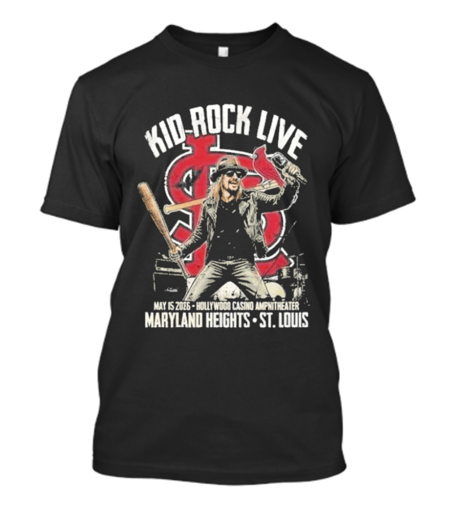 Kid Rock Live May 15 2026 Hollywood Casino Amphitheater St Louis Cardinals Maryland Heights T-Shirt