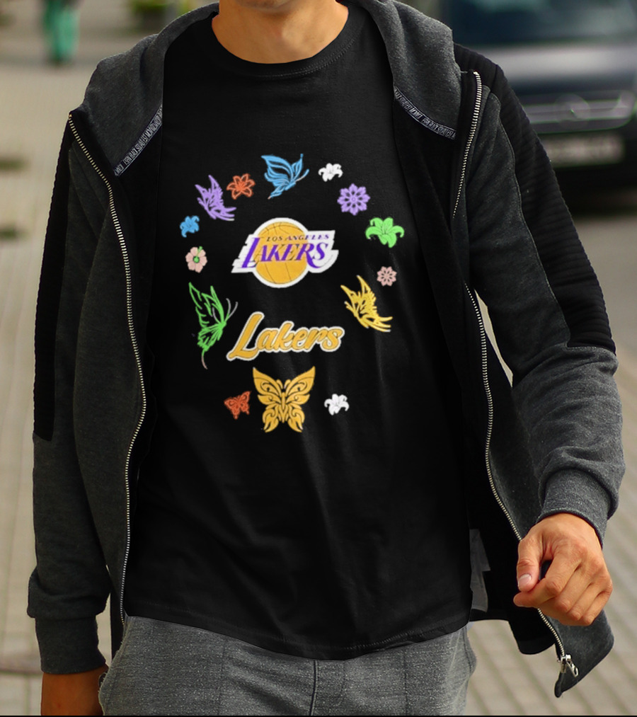 Los Angeles Lakers Carl Banks Spring Bloom Butterfly Lakers T-Shirt
