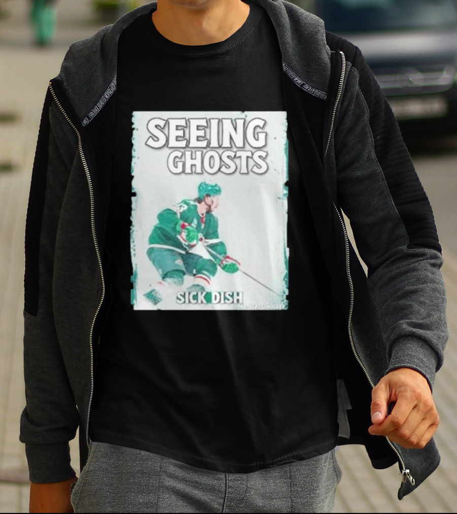 Seeing Ghosts Quinn Hughes Sick Dish Hockey T-Shirt