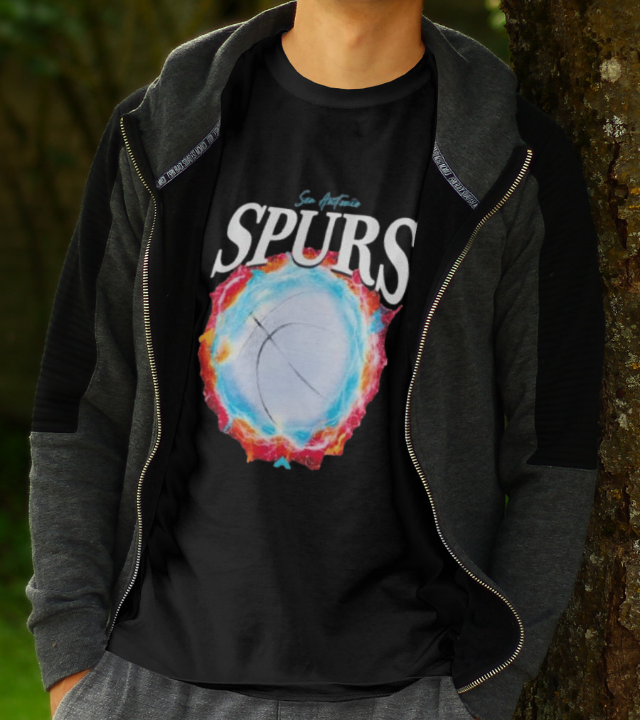 San Antonio Spurs Basketball Fire Ice Burst T-Shirt