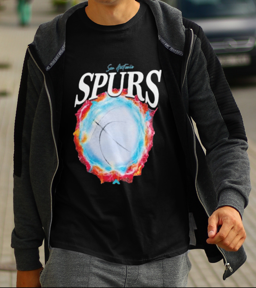 San Antonio Spurs Basketball Fire Ice Burst T-Shirt