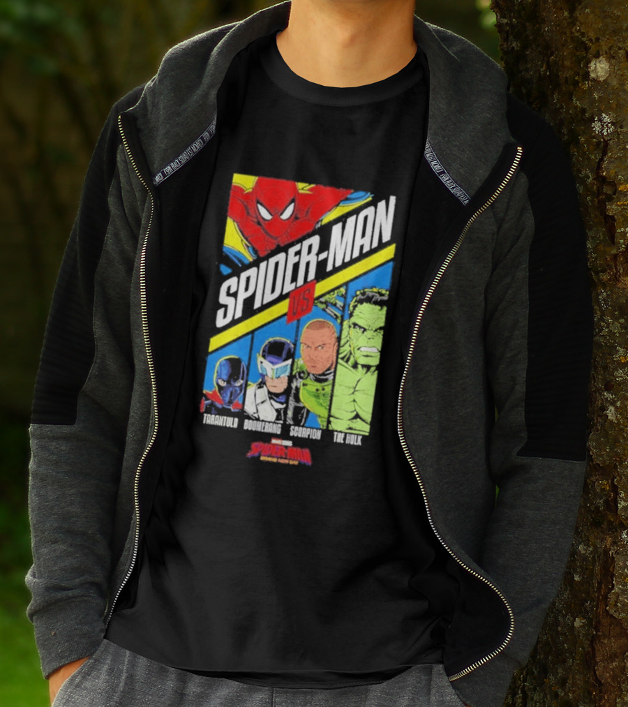 Spider Man VS Tarantula Boomerang Scorpion The Hulk Marvel Superheroes Showdown T-Shirt