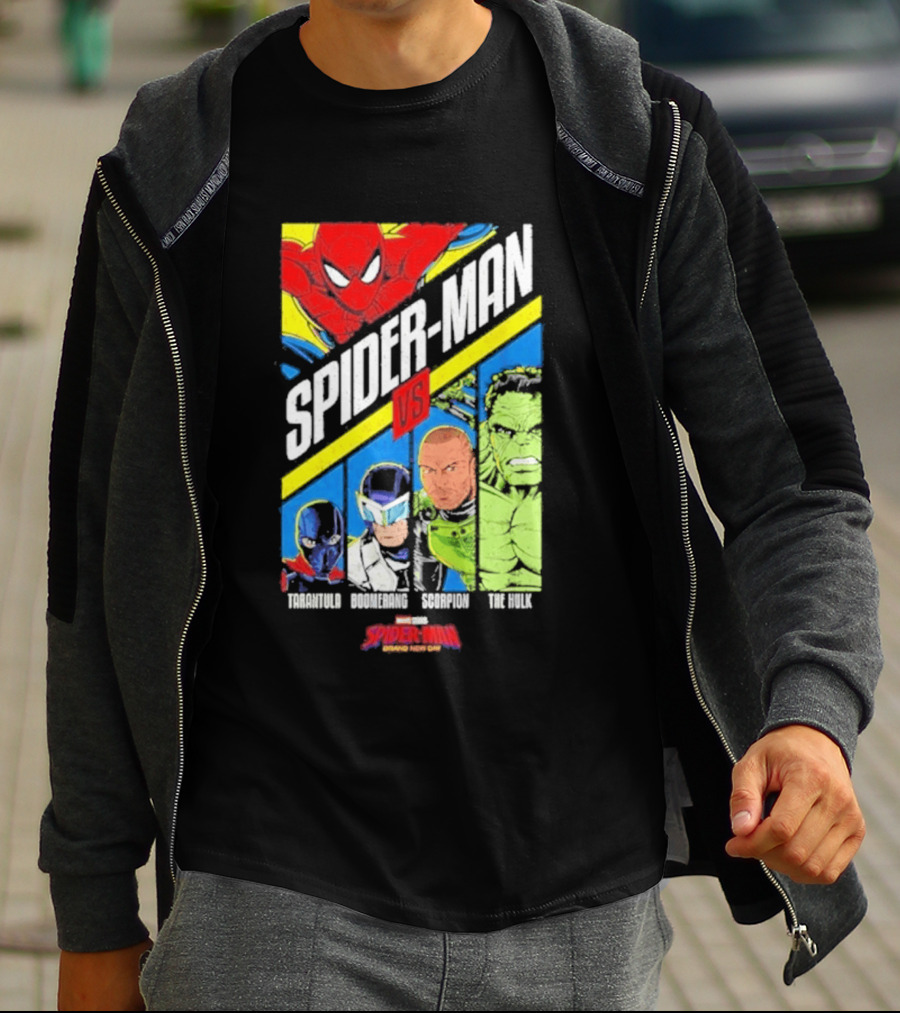 Spider Man VS Tarantula Boomerang Scorpion The Hulk Marvel Superheroes Showdown T-Shirt
