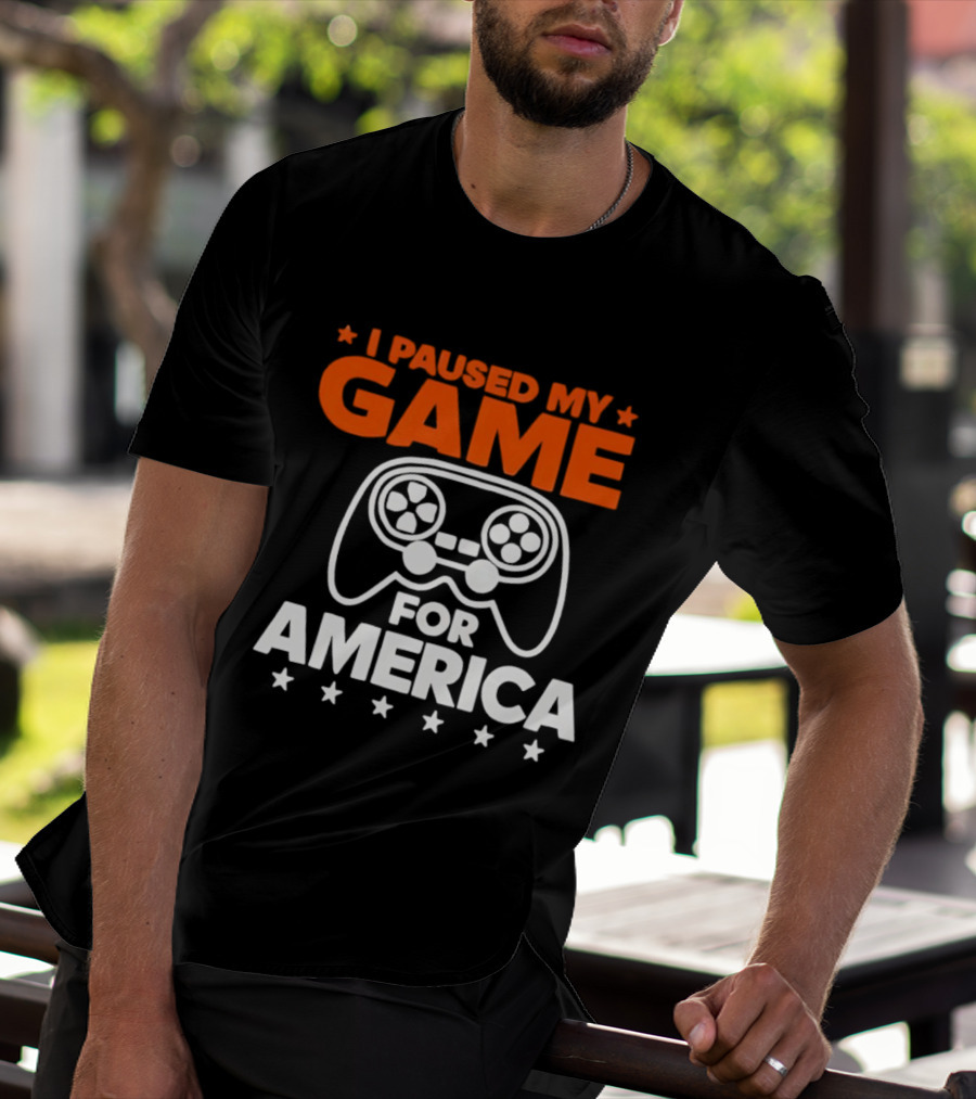 I Paused My Game For America Video Game Controller Stars T-Shirt
