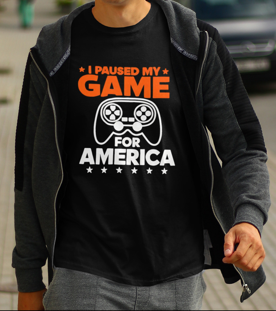 I Paused My Game For America Video Game Controller Stars T-Shirt