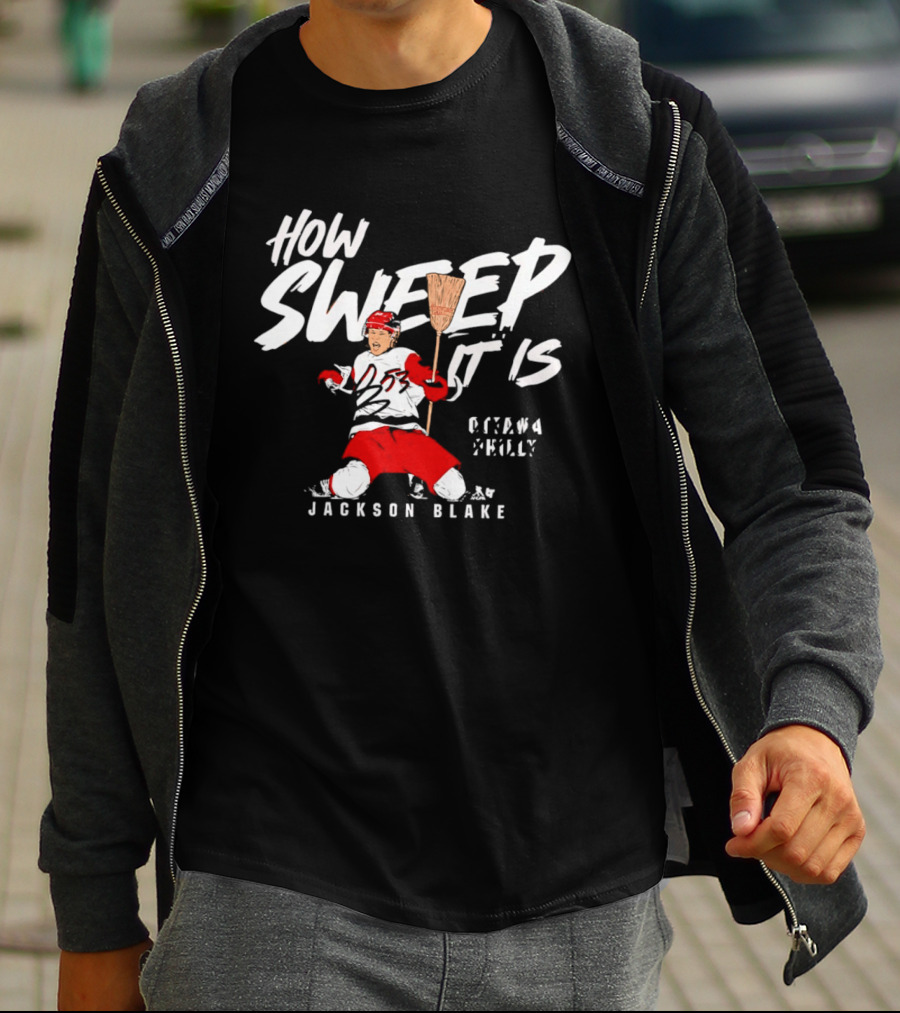 Jackson Blake How Sweep It Is Hockey Ottawa Philly Broom T-Shirt