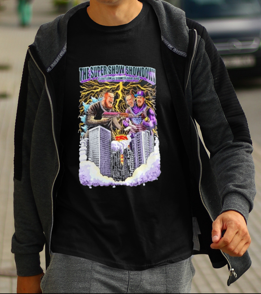 The Super Show Showdown FJ Outlaw Vs Siamese Goat God Lightning Clash Skyscraper Battle T-Shirt