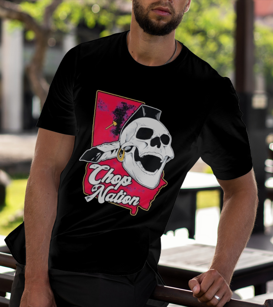 Atlanta Braves Chop Nation Skull Tomahawk Chop T-Shirt