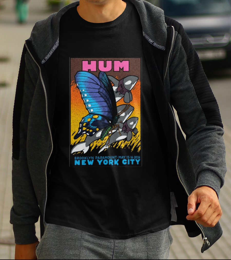 HUM Brooklyn Paramount May 15 16 2026 New York City Butterfly And Spaceships T-Shirt