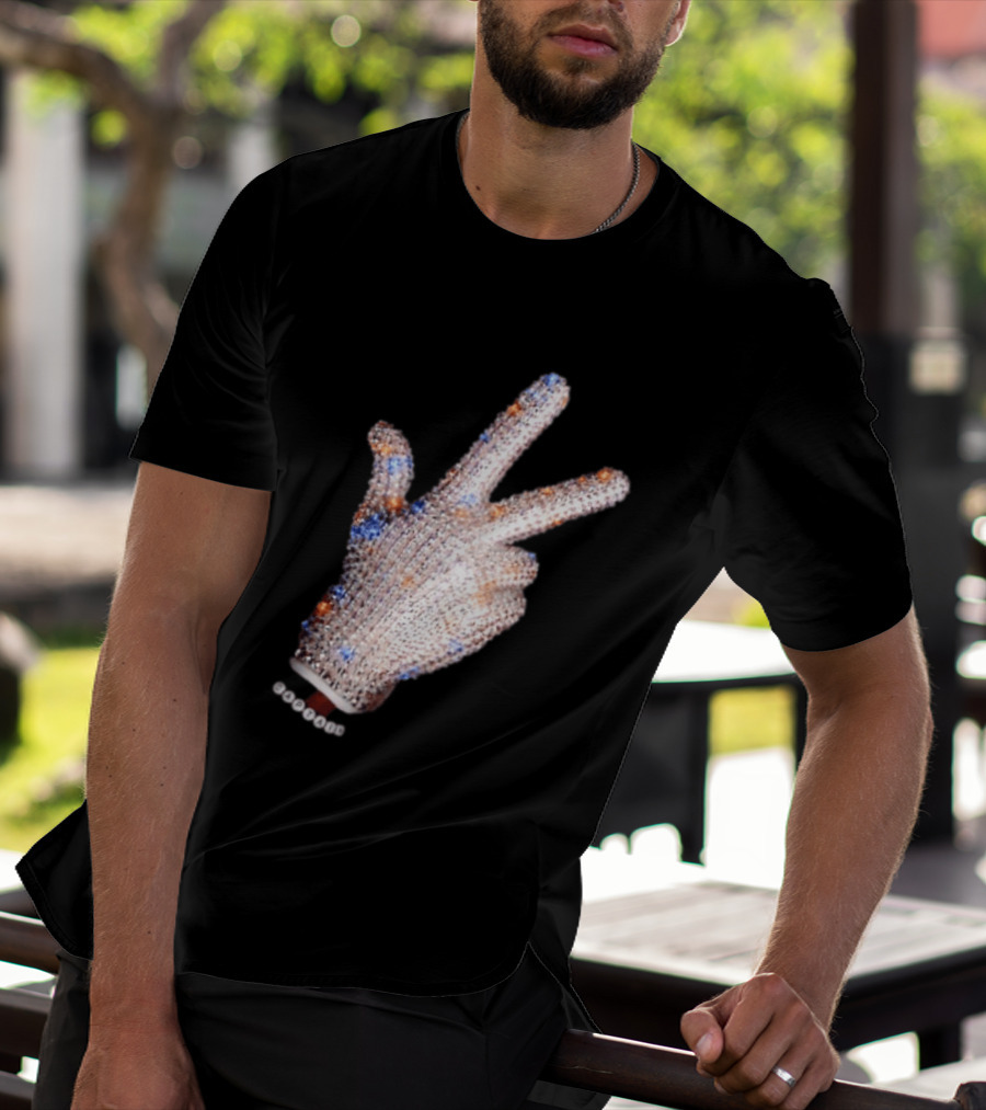 Captain Iceman New York Knicks Drake Iceman Sequined Glove Hand Gesture T-Shirt