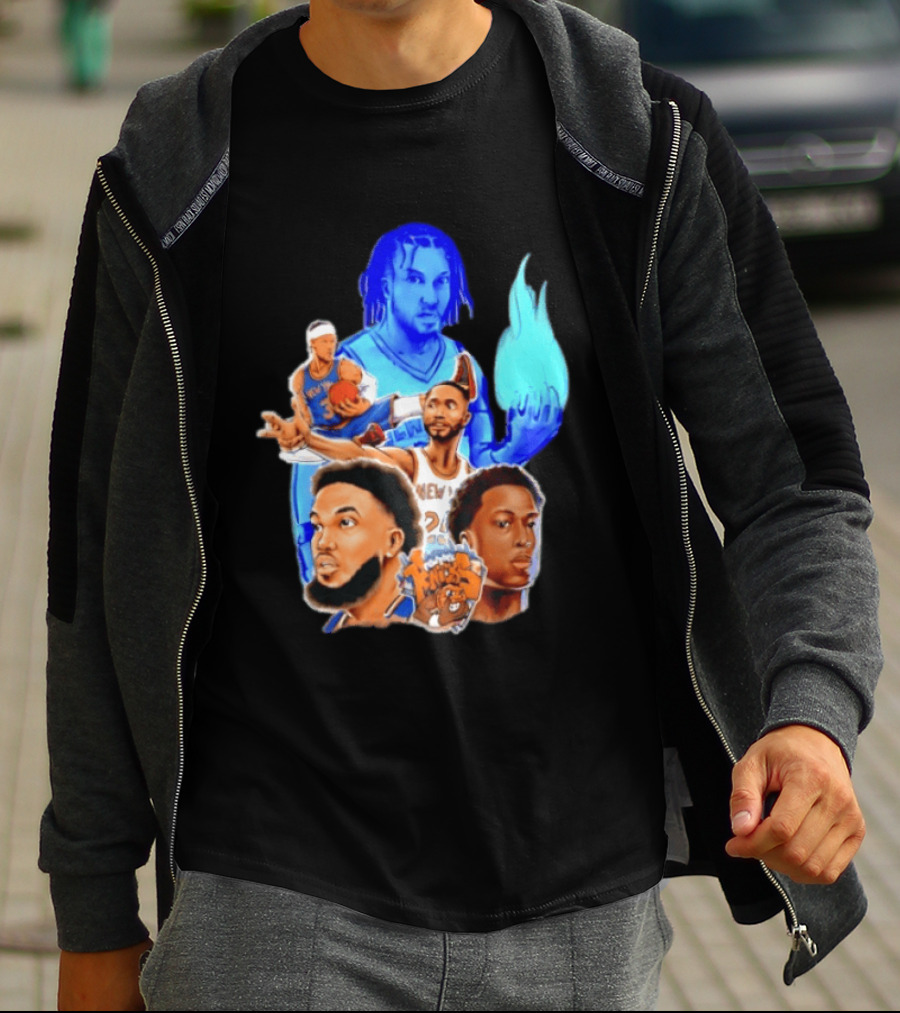 Knicks Jalen Brunson OG Anunoby Mikal Bridges Karl Anthony Towns Basketball T-Shirt