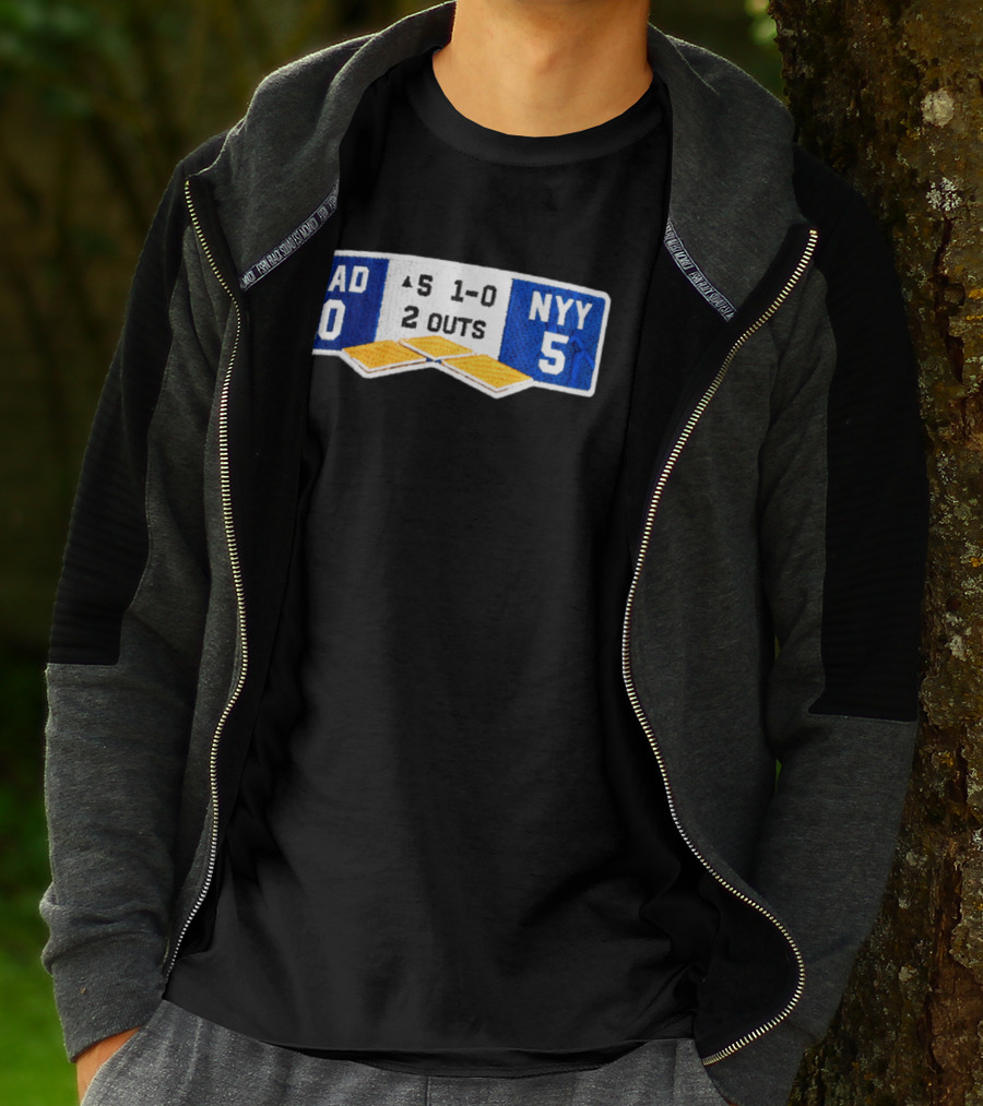 LAD 10 NYY 5 Baseball Score Patch 1 0 2 Outs T-Shirt