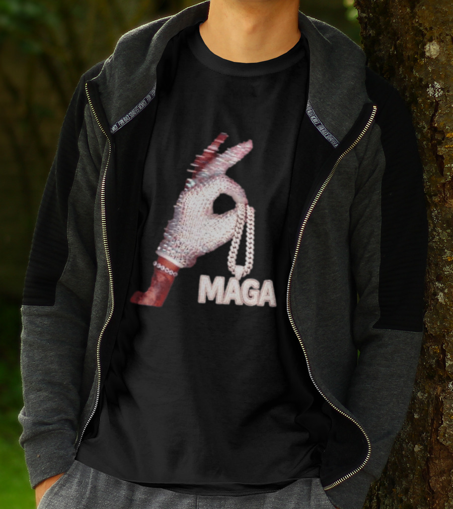 MAGA Iceman Hand Gesture With Diamond Encrusted Jewelry T-Shirt