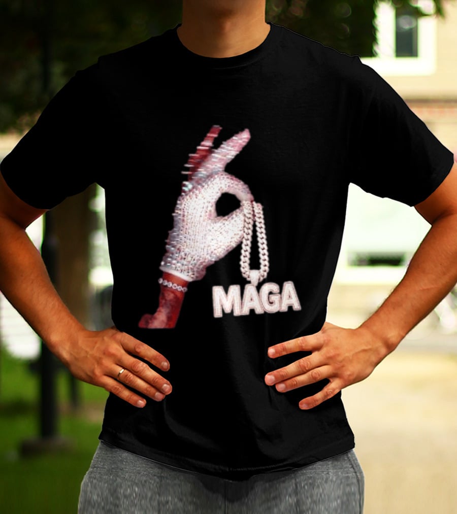 MAGA Iceman Hand Gesture With Diamond Encrusted Jewelry T-Shirt