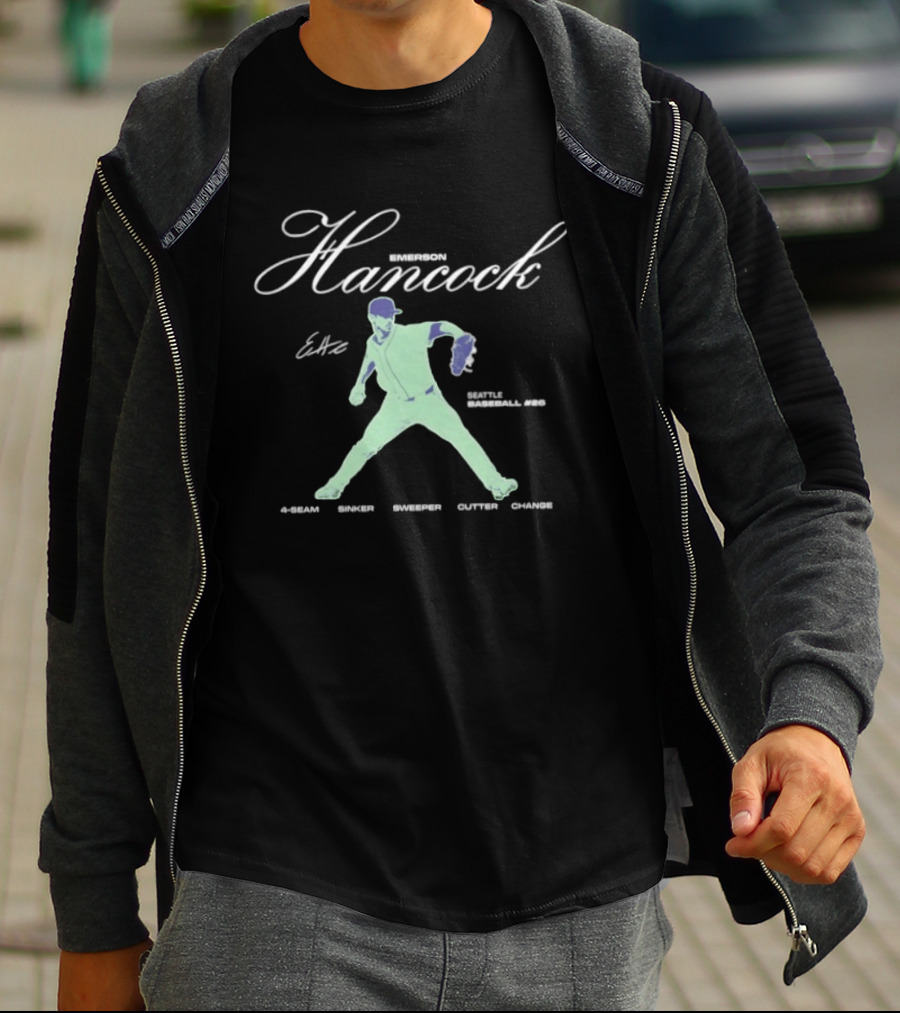 Emerson Hancock 62 Seattle Baseball 4 Seam Sinker Sweeper Cutter Change T-Shirt