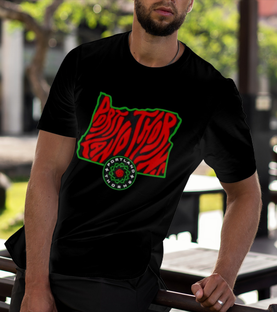 Portland Thorns FC NWSL Oregon State Map Groovy T-Shirt
