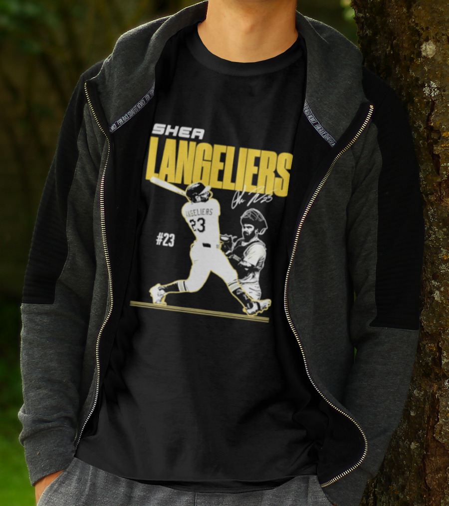 Shea Langeliers 23 Athletics Baseball Slugger Swing Signature T-Shirt