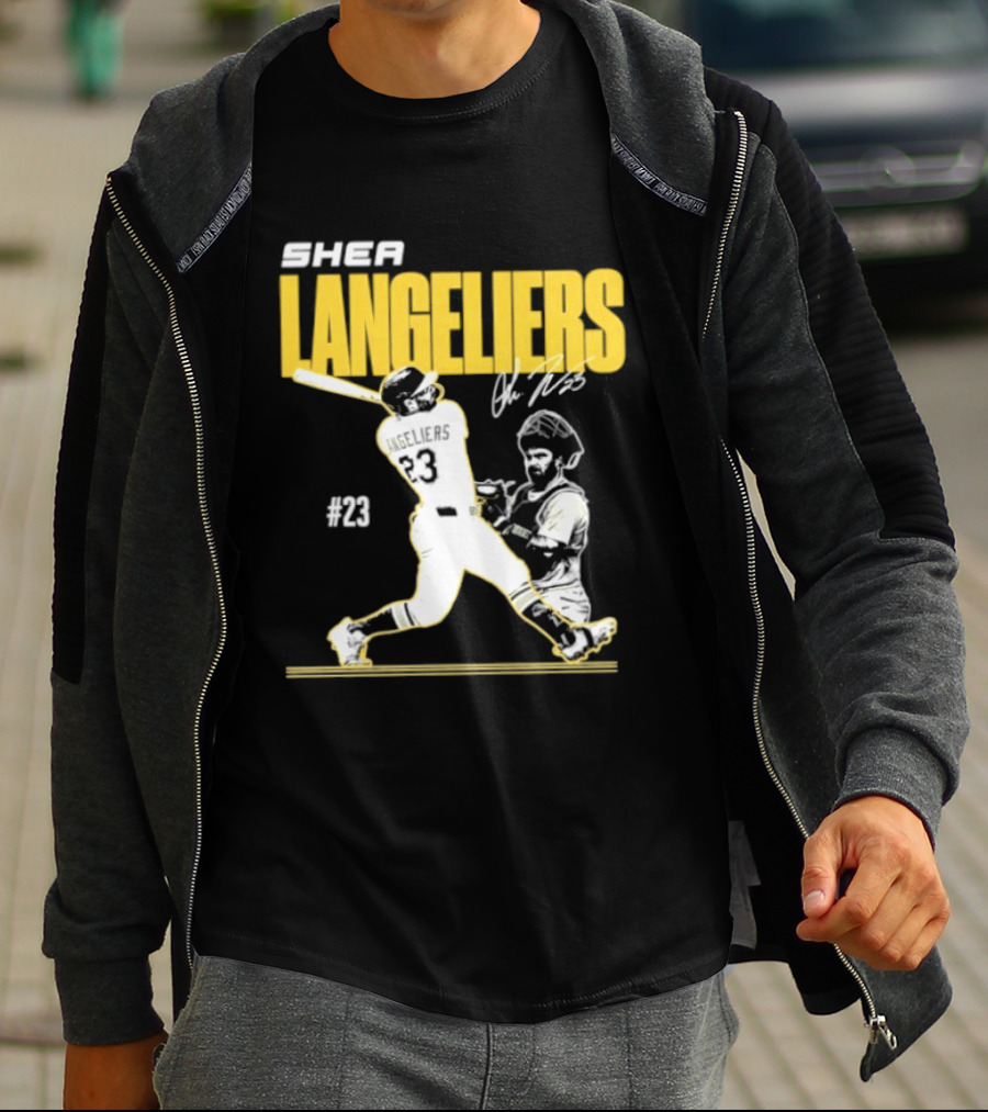 Shea Langeliers 23 Athletics Baseball Slugger Swing Signature T-Shirt