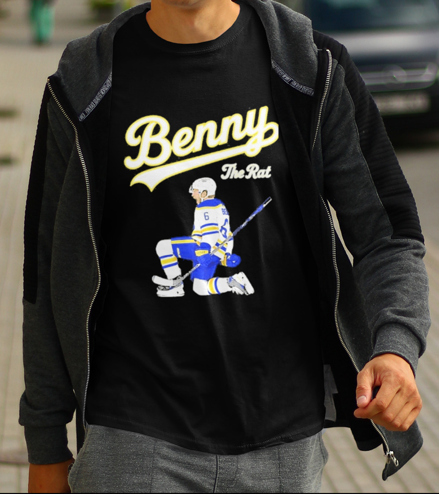 Benny The Rat Buffalo Sabres Number 6 Hockey Player Kneeling T-Shirt
