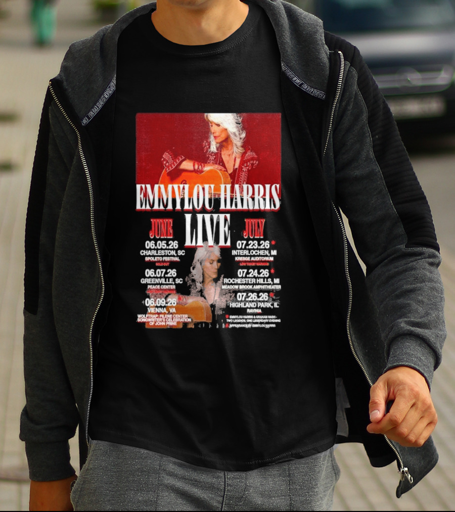 Emmylou Harris Live World Tour June July 2026 Dates And Locations T-Shirt