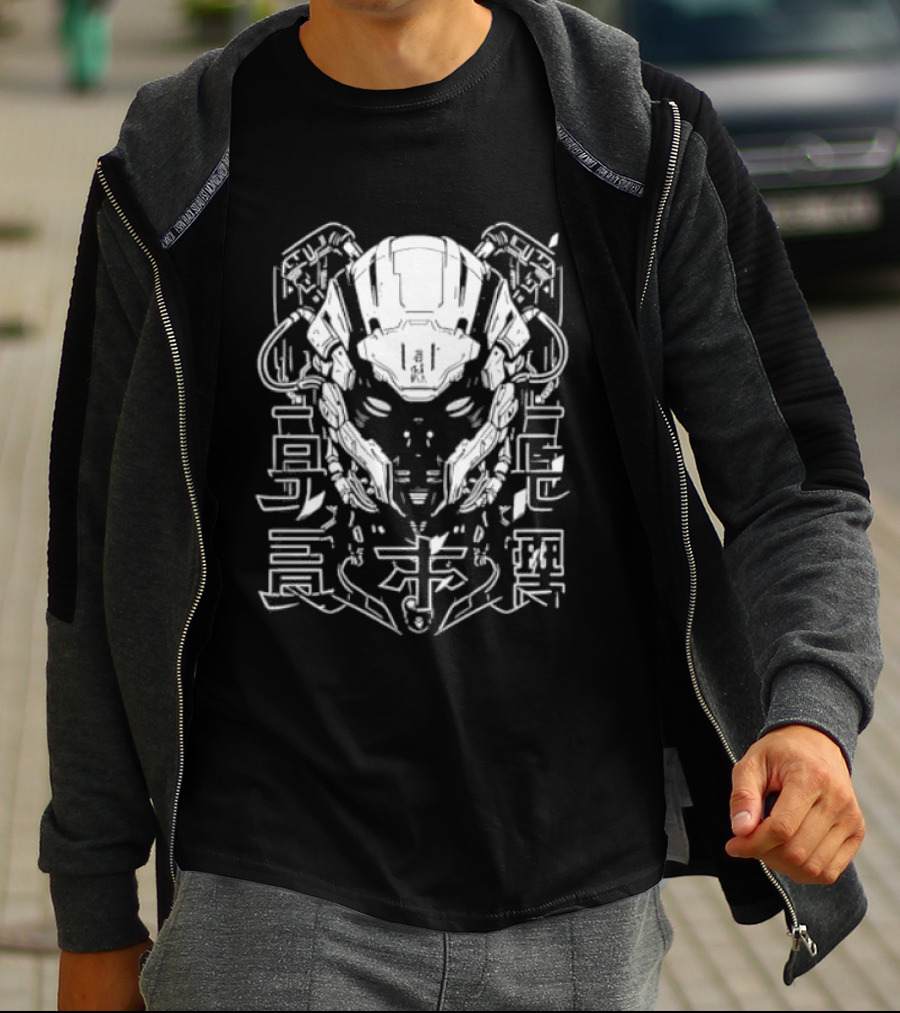 Futuristic Japanese Cyberpunk Demon Mecha Techwear Harajuku Otaku T-Shirt