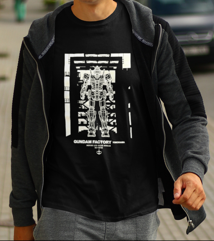 Yokohama Gundam Factory RX 78F00 Mobile Suit White Blueprint T-Shirt