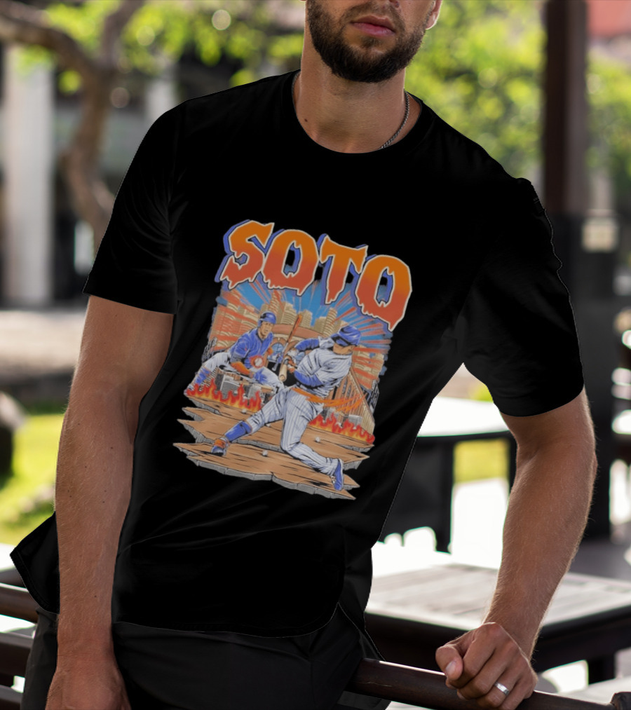 Juan Soto New York Baseball Skyline Battling Legends T-Shirt