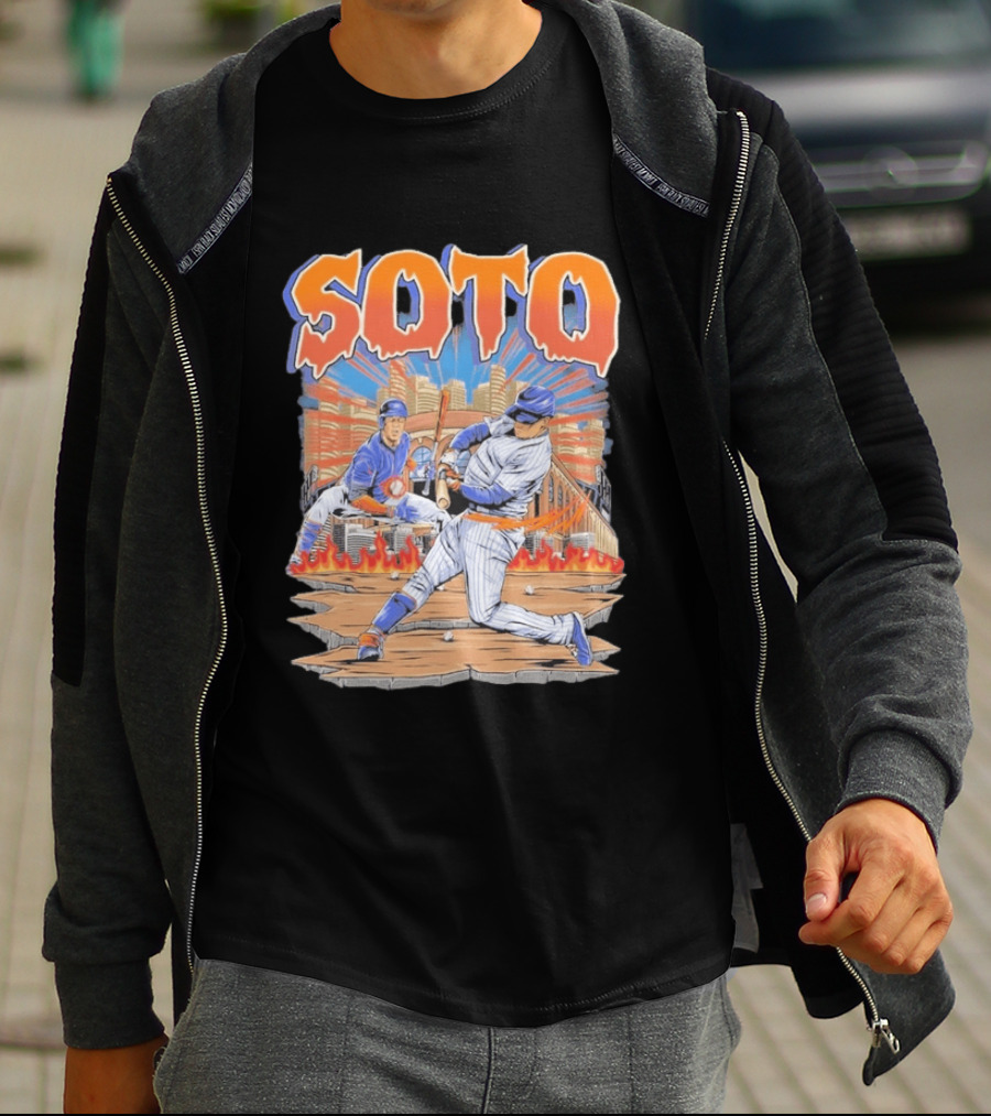 Juan Soto New York Baseball Skyline Battling Legends T-Shirt