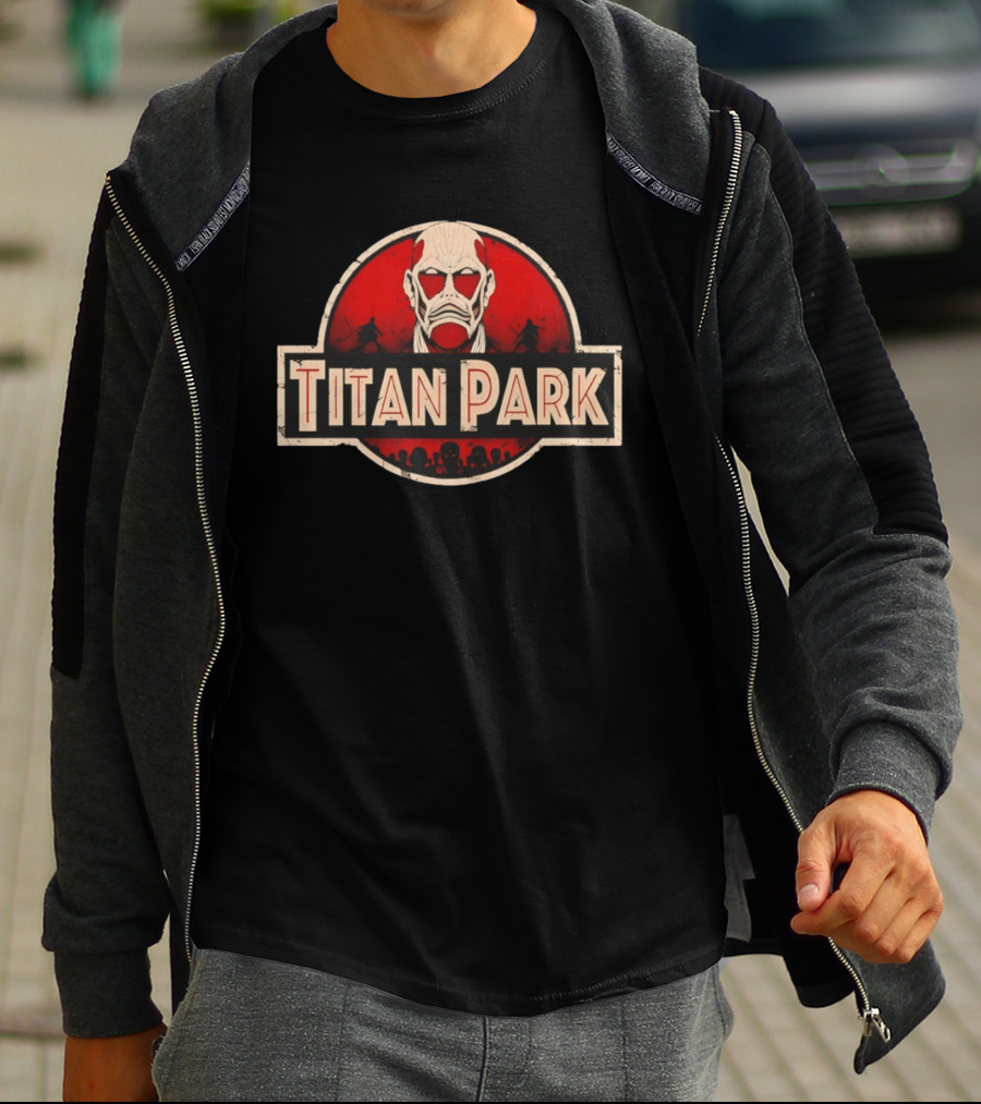 Titan Park Colossal Tribute Jurassic Park Attack On Titan Mashup T-Shirt
