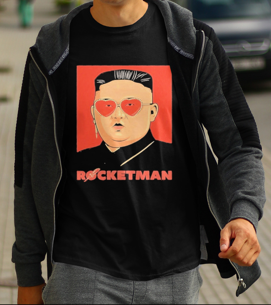 Kim Jong Un Heart Sunglasses Rocketman Meme T-Shirt