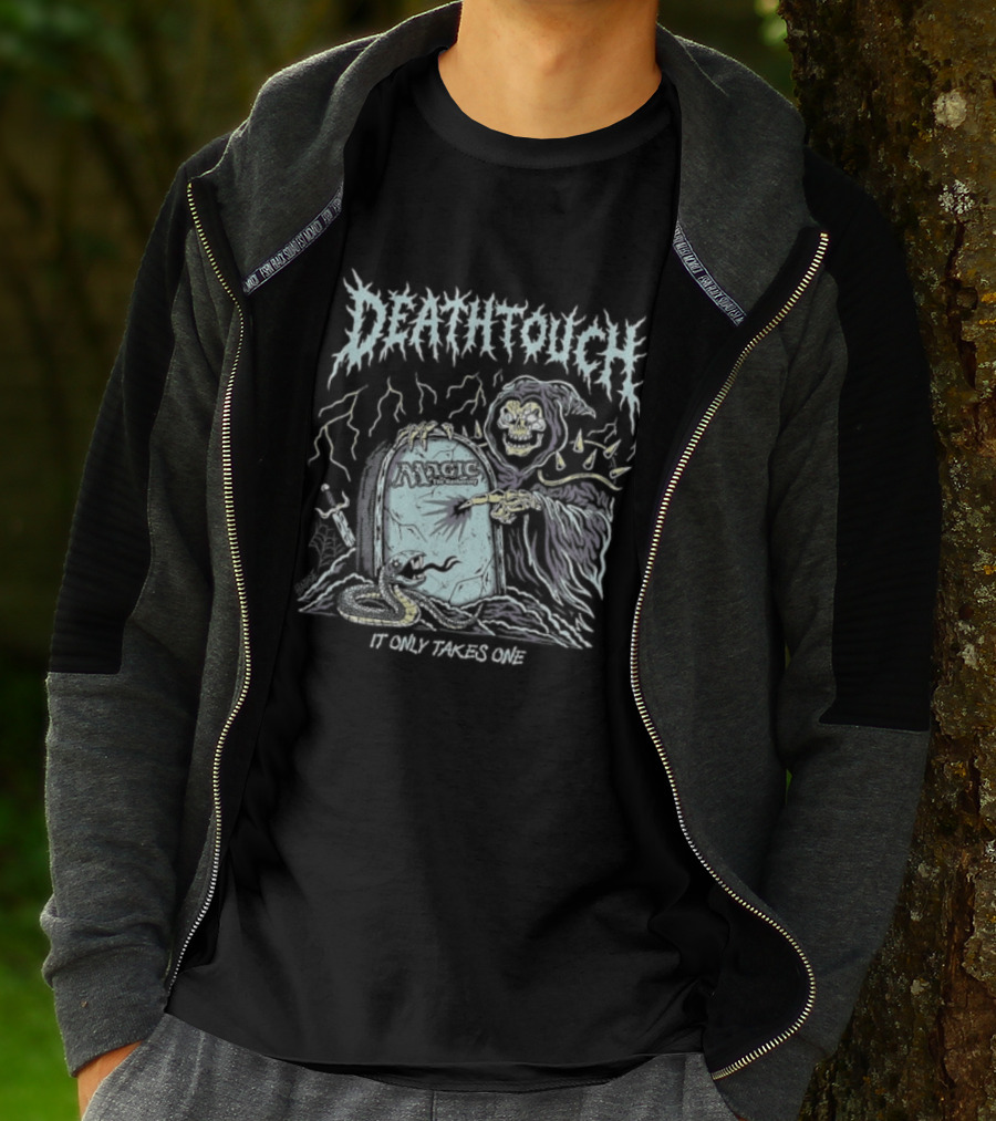 Deathtouch It Only Takes One Grim Reaper Artwork Magic The Gathering T-Shirt