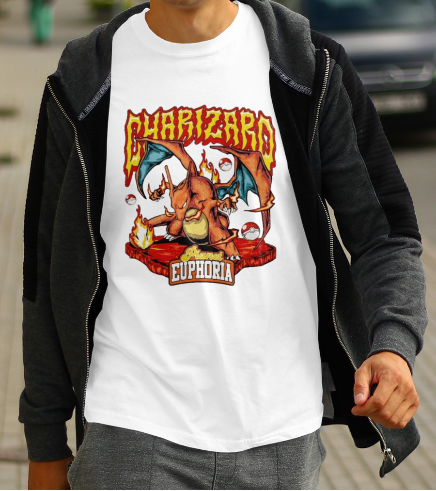 Charizard Flame Dragon Planet Euphoria Iconic Pokémon Battle T-Shirt