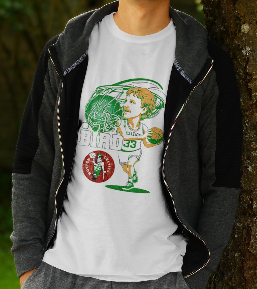 Boston Celtics Larry Bird Caricature NBA Legend 33 Basketball T-Shirt