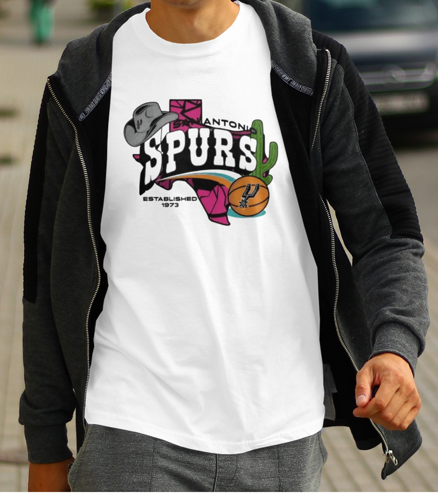 San Antonio Spurs Texas Cowboy Hat Cactus Basketball Established 1973 T-Shirt