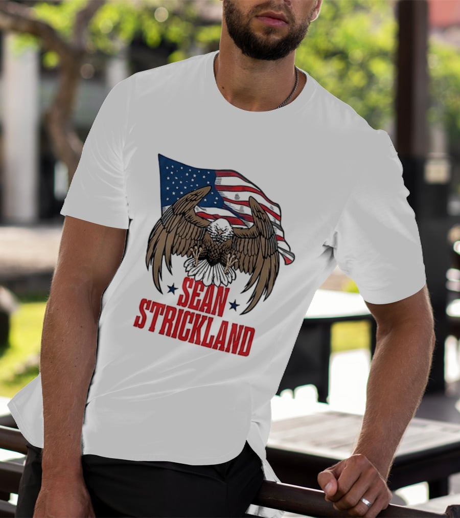 Sean Strickland Eagle With American Flag T-Shirt