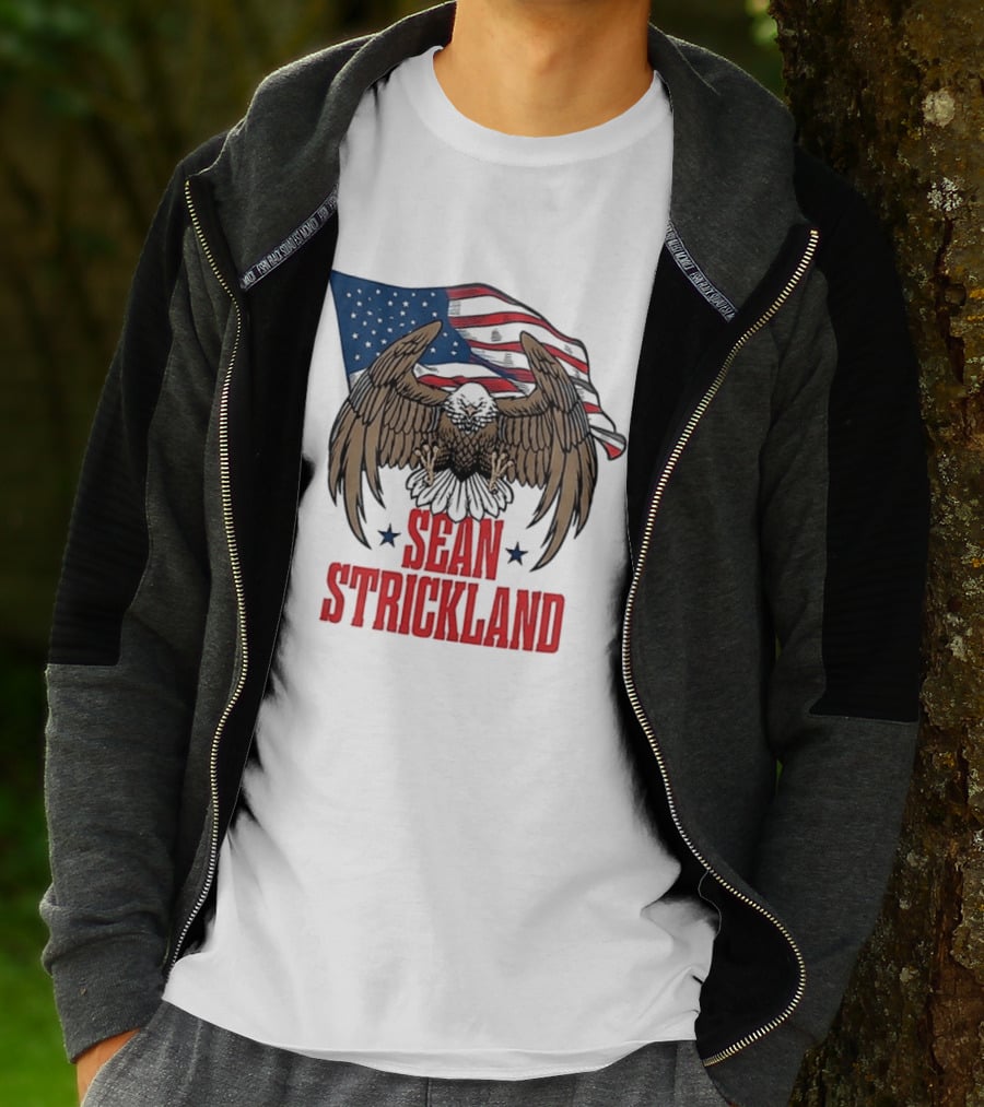 Sean Strickland Eagle With American Flag T-Shirt