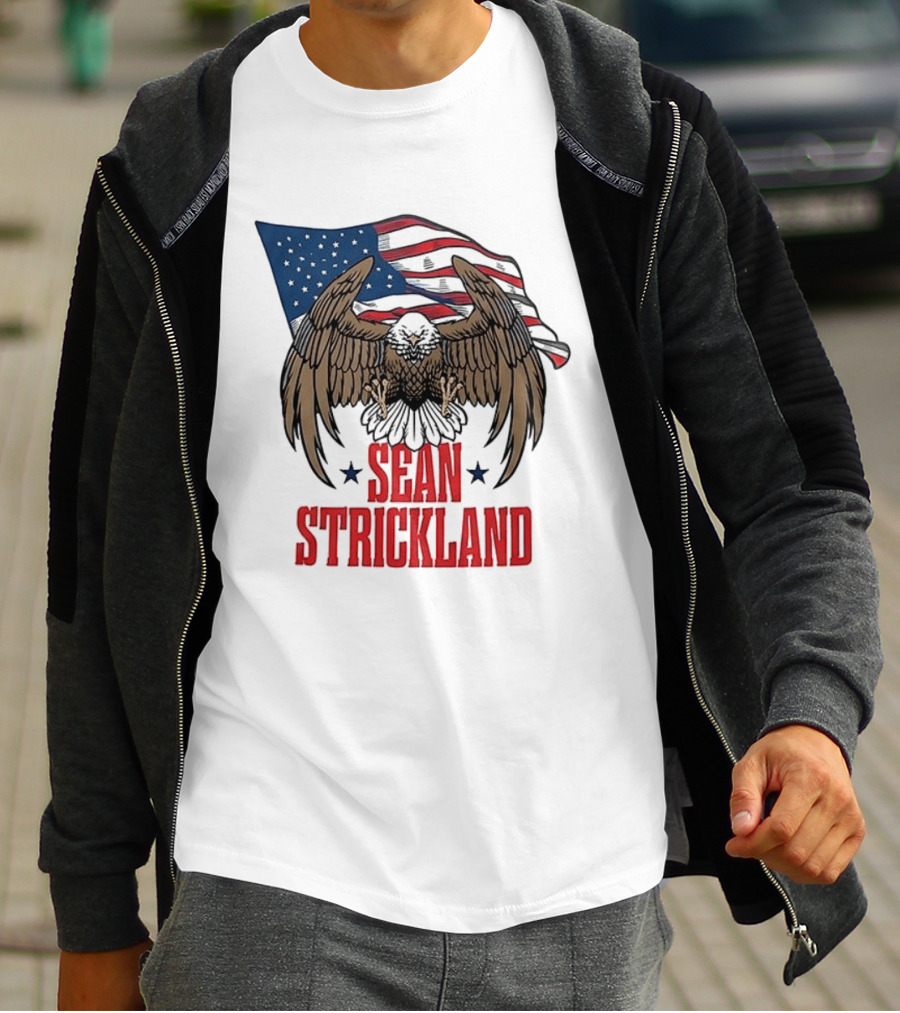 Sean Strickland Eagle With American Flag T-Shirt